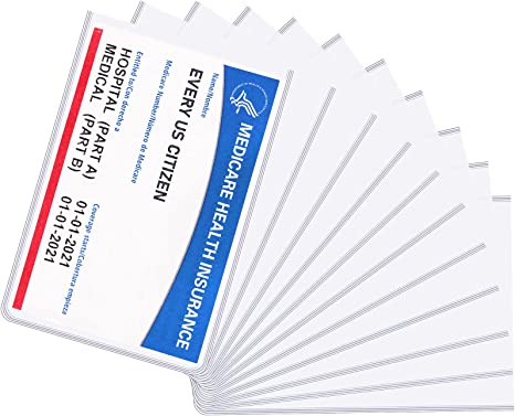 100 Pieces Medicare Card Holder Protector Clear PVC Waterproof Medical Card Protector Sleeves ID Card Plastic Protective Sleeves for Health Card Credit Card Business Card Social Security Card