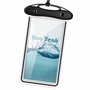 Ace Teah Waterproof Case Univesal Waterproof Phone Case Pouch Bag for iPhone 7 6S 6 Plus, 5S, Samsung Galaxy S7 S6 Edge, Note 5 4 3, Google Pixel XL and Other Devices Up to 6.0 Inch Diagonal - Black