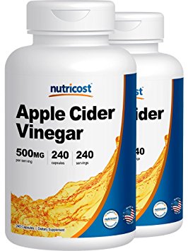 Nutricost Apple Cider Vinegar 500mg, 240 Veggie Capsules (2 Bottles)