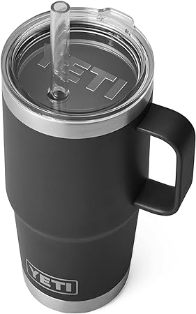 YETI Rambler 25 oz Straw Mug, Vacuum Insulated, Stainless Steel, Black