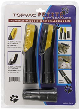 TopVac Petite Pet Grooming Vacuum Cleaner Attachments, Includes Pin Comb and Bristle Brush Heads and Bonus Adaptor.