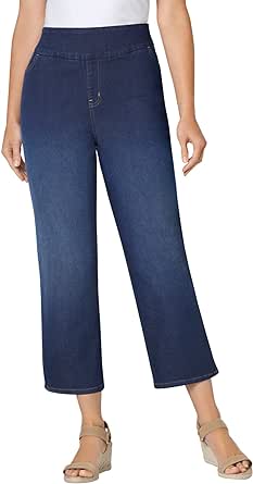 Woman Within Women's Plus Size Flex-Fit Pull-On Denim Capri