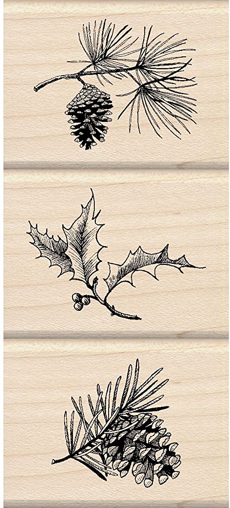 Inkadinkado Holiday Sprigs Wood Stamp Set_60-01139