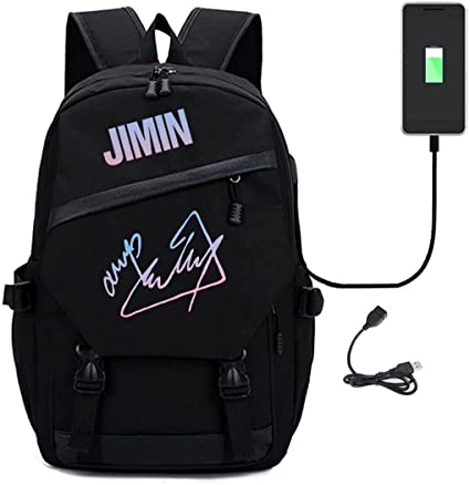 Kpop Backpack Bag Bookbag College Bag for School Jimin Jungkook Suga V Backpack with USB Charging Port