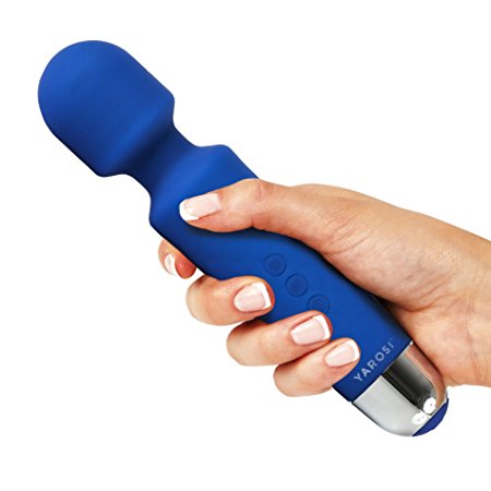 Cordless Wand Massager by Yarosi - Strongest Therapuetic Vibrating Power - Best Rated for Travel Gift - Magic Stress Away - Perfect for Muscle Aches and Personal Sports Recovery - USB - Mini - Blue