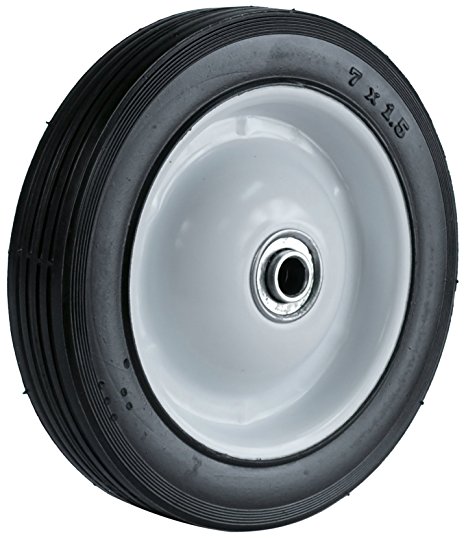 Martin Wheel 715-OF-R 7 by 1.50-Inch Light Duty Steel Wheel for Lawn Mower, 1/2-Inch Ball Bearing, 1-3/8-Inch Offset Hub, Rib Tread