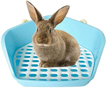 kathson Rabbit Litter Box, Small Animal Potty Trainer Corner Pet Toilet Litter Bedding Box Pan for Guinea Pig, Hamster, Bunny, Ferrets, Mouse