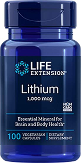 Life Extension Lithium 1,000 Mcg 100 Vegetarian Capsules, 100 Count (02403)