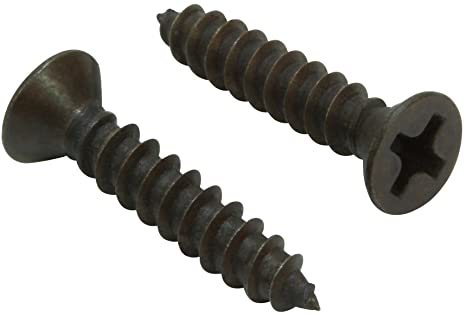 #6 X 3/4'' Black Oxide Coated Stainless Flat Head Phillips Wood Screw, (100 pc), 18-8 (304) Stainless Steel Screw by Bolt Dropper