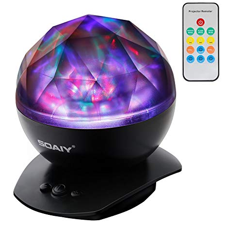 [Upgraded Version] SOAIY Soothing Aurora LED Night Light Projector with UL Certified Adapter,Timer,Remote,Music Speaker,8 Lighting Modes,Relaxing Light Show,Mood Lamp for Baby Kids, Adults,Living Room