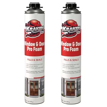 Kraken Bond Window & Door Expanding Foam Sealant - (2x24oz) Professional Gap Filling Gun Use Polyurethane Spray Foam, Low Expansion Waterproof Gap Filler, Gun&Cleaner NOT Included - 2 Pack