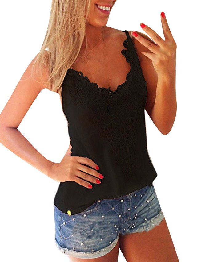 ZANZEA Sexy Women Summer Lace Vest T Shirt Tees Casual Blouse Camis Tank Tops