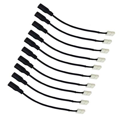 LightingWill 10pcs/Pack Strip to DC female plug Solderless Snap Down 2Pin Conductor LED Strip Connector for Quick Splitter Connection of 8mm Wide 3528 2835 Single Color Flex LED Strips