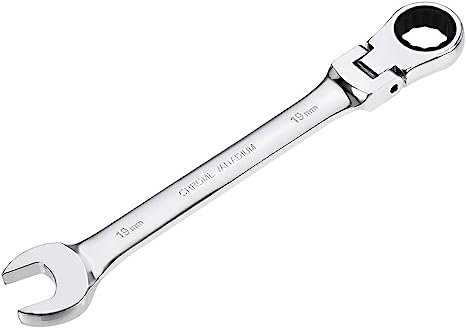 uxcell 19mm Flex-Head Ratcheting Combination Wrench Metric 72 Teeth 12 Point Ratchet Box Ended Spanner Tools, Cr-V