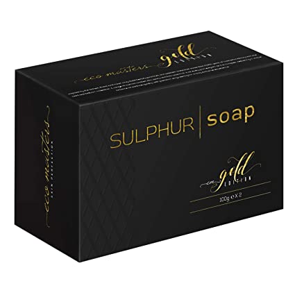 Sulphur Soap Bar with Salicylic Acid - Pack of 2 x 100g - Antibacterial, Antifungal Sulfur Soap for Acne, Scabies, Blackhead Treatment - Eco Medicated Face Wash - Gold Edition by Eco Masters
