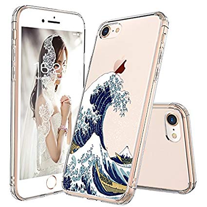 iPhone 8 Case, iPhone 7 Case, MOSNOVO Tokyo Wave Clear Design Pattern Printed Transparent Plastic Hard Back Case with TPU Bumper Protective Case Cover for Apple iPhone 7 (2016)/iPhone 8 (2017)