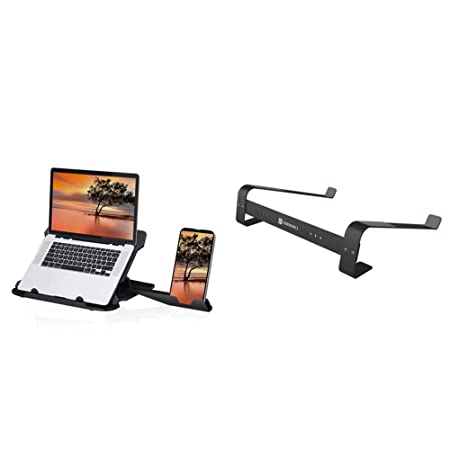 Portronics My Buddy Hexa 22 POR-1157 Portable Laptop Stand with 7 Adjustable Angles 360 Degree Rotational Base(Black) & My Buddy K4 Portable Laptop Stand Support Upto 15 inch Laptops(Black)