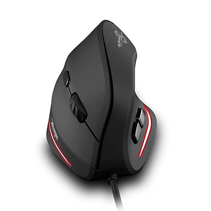 Zelotes Vertical Mouse, 3200DPI Ergonomic Mouse,LED Optical USB Wired Mouse,6 Buttons Vertical Ergonomic Mouse for Laptop, Desktop, PC, MacBook (Black)