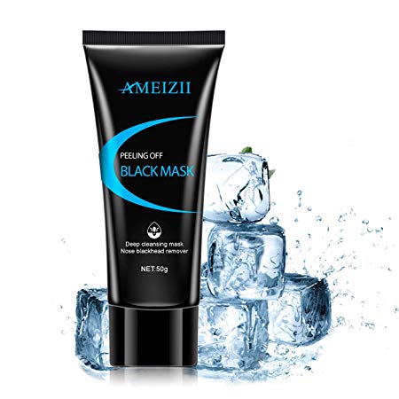 AMEIZII Blackhead Nose Remover Mask Pore Shrinking Black Mask Mud Facial Pore Band Skin Care Acne Treatment Oil Control, Anti Aging Peel off Mask(50g)