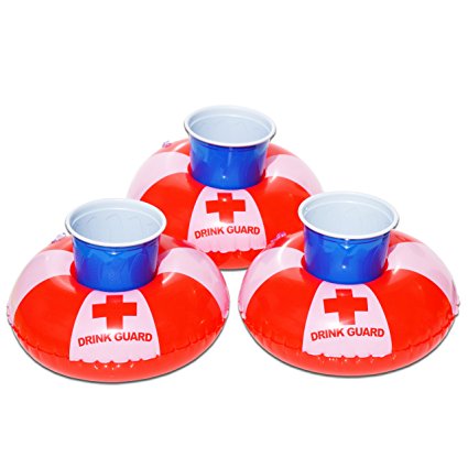 GoFloats Inflatable Drink Guard Drink Holder (3 Pack), Float your drinks in style