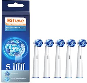 Replacement Toothbrush Heads | Compatible with All Oral-B Braun Handles (Except iO and Sonic) | Electric Toothbrush Round Brush Heads Refill Pro 500/1000/1500/3000/5000/7000/7500/8000/R2/R1, 5 Count