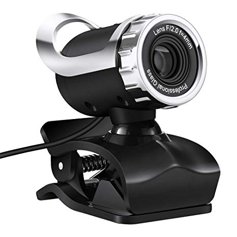 Cimkiz USB Webcam, HD with Built-in MIC PC Camera Plug and Play for Computer Laptop Skype MAC (Black Silver)