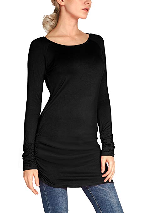 Urban CoCo Women's Casual T-Shirt Long Sleeve Solid Tunic Tops Slim Fit