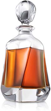 Aurora Whiskey Decanter – 25 oz Crystal Modern Decanter – Non-Lead Small Liquor Decanter with Stopper – Booze Decanter for Whiskey, Bourbon, Brandy, Liquor, and Rum – Scotch Bar Container