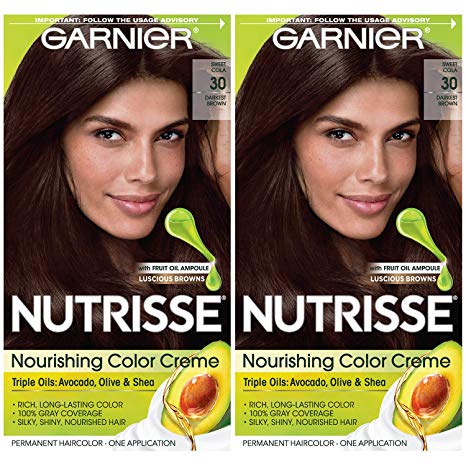 Garnier Hair Color Nutrisse Nourishing Creme, 30 Darkest Brown (Sweet Cola), 2 Count