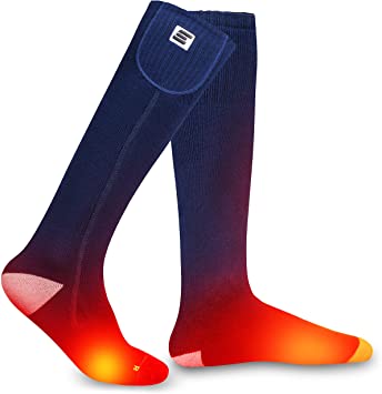 EEIEER Heated Socks for Men and Women, Upgraded Rechargeable Electric Winter Thermal Socks with 7.4V Battery - Warm Forefoot Instep Toes, 3 Heat Settings, Heating Up to 158℉