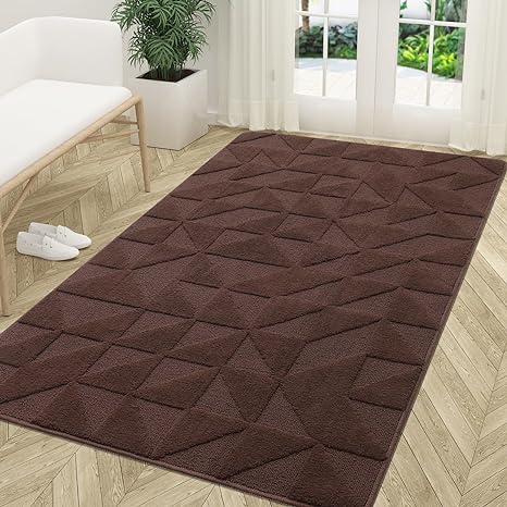 OLANLY Door Mats Indoor, Non-Slip, Absorbent, Dirt Resist, Entrance Washable Mat, Low-Profile Inside Entry Doormat for Entryway (59x36 inches, Dark Brown)