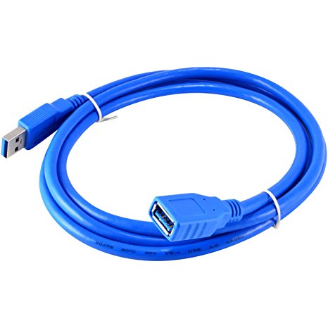 JacobsParts USB 3.0 Extension Cable Standard Type A Male to Female, Blue - 1.5 Meters (5 Feet)