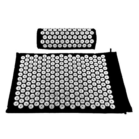 Hi Suyi Acupressure Set Massage Mat and Pillow Bed of Nails Yoga Bed Mattress for Pain Relief Relieves Stress Back Neck Scalp and Wellness