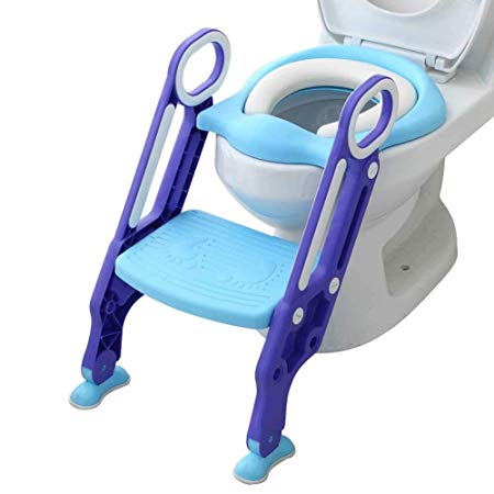 Potty Toilet Trainer Seat with Step Stool Ladder Adjustable Baby Toddler Kid Potty Toilet Seat for Boy and Girl Children’s Toilet Training Seat Chair