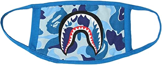 Men's Multi Usage Face Cover Up, Cotton Monkey Camo Shark Mouth Teeth Printed