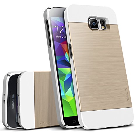 Galaxy S6 Case, OBLIQ [Slim Meta][White/Gold] Thin Bumper Fit Armor Scratch Resist Metallic Finish Dual Layered Heavy Duty Hard Protection Hybrid High Quality Case (for Samsung Galaxy S6)