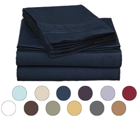 Bed Sheet Bedding Set, 100% Soft Brushed Microfiber with Deep Pocket Fitted Sheet - KING - NAVY BLUE - 1800 Luxury Bedding Collection, Hypoallergenic & Wrinkle Free Bedroom Linen Set