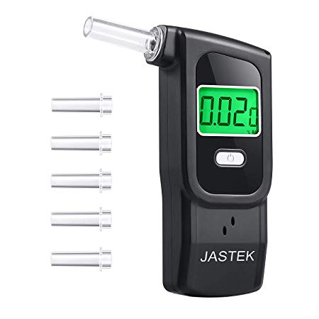 JASTEK Personal Breathalyzer, [2019 Upgraded Version] Professional-Grade Digital Breath Alcohol Tester with 5 Mouthpieces - Black