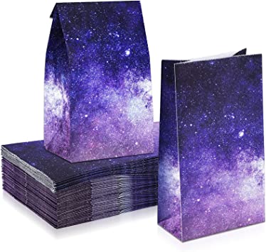 30 Pieces Galaxy Outer Space Party Treat Bags Galaxy Themed Party Favor Paper Bags Space Candy Goodie Bags Planet Solar System Treat Candy Bags for Galaxy Party Baby Shower Supplies Decorations