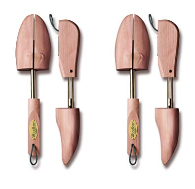 Woodlore Shoe Trees for Men 2 - Pack Of Men's Adjustable Aromatic Red Cedar Shoe Trees (for 2 pairs of shoes) - MADE IN USA