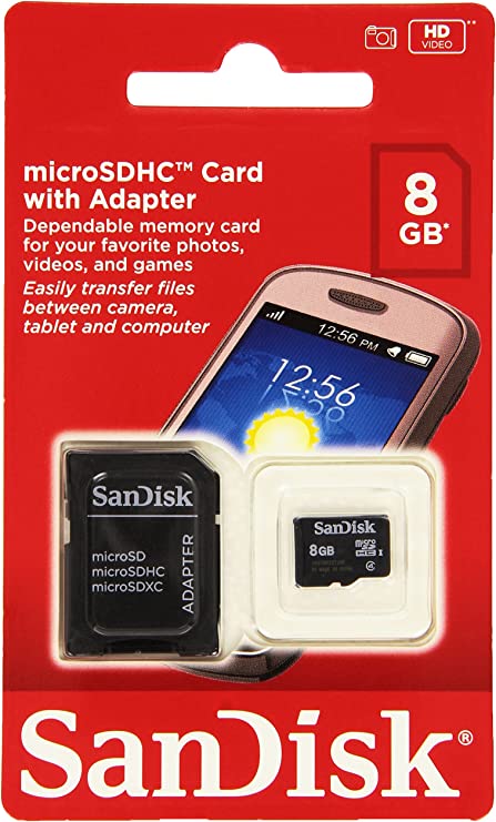 SanDisk 8 GB Mobile microSDHC Flash Memory Card with Adapter SDSDQM-008G-B35A