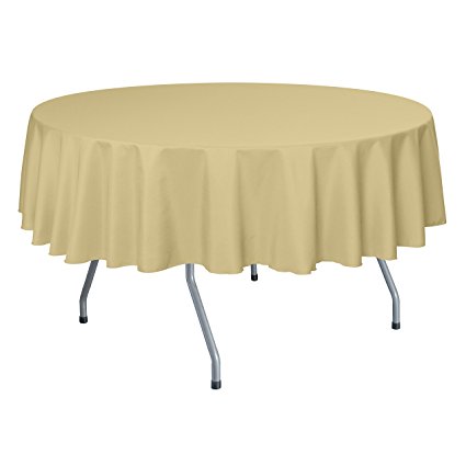 Ultimate Textile 60-Inch Round Polyester Linen Tablecloth Honey Light Brown