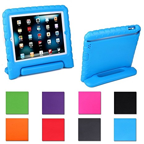 Aken Multi Function Child / Shock Proof Kids Cover Case with Stand / Handle for Apple iPad 2nd / 3rd / 4th Generation Tablet (iPad 2/3/4） (blue)