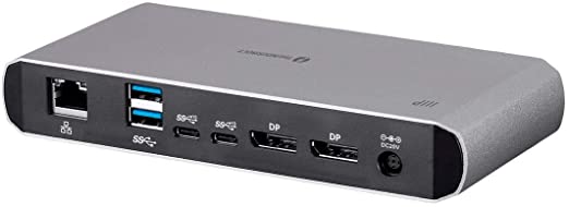 Monoprice Thunderbolt 3 Dual DisplayPort Docking Station with USB-C MFDP Support for Non-Thunderbolt 3 Devices, with Thunderbolt 3 USB Type-C Cable (136656) Black