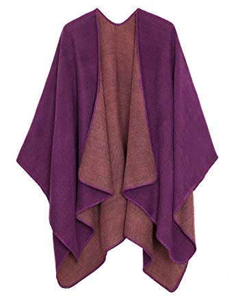 Urban CoCo Women's Color Block Shawl Wrap Open Front Poncho Cape