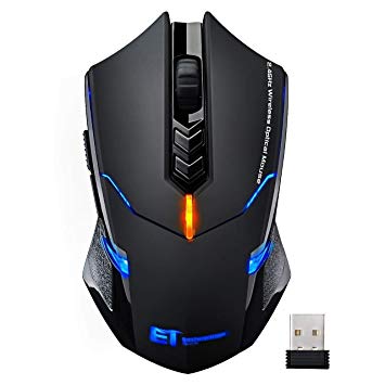 PICTEK Wireless Gaming Mouse, Silent Click, Side Buttons, 2.4G Cordless Computer PC Gaming Mouse Laptop USB Mice, Advanced 2400 DPI Optical Sensor, 7-Button, Ergonomic Grips, Black