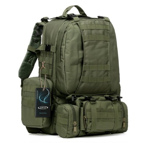 Large Tactical Backpack 50L-Sport Outdoor Military Rucksack Hiking Camping Mountain Climbing Backpack Combined with 3 MOLLE Bags