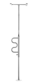 Stander Security Pole and Curve Grab Bar - Tension Mounted Floor to Ceiling Transfer Pole and Standing Aid with Multi-Position Safety Support Handle Fits ceilings 7-10  Lifetime Gaurantee Iceberg White