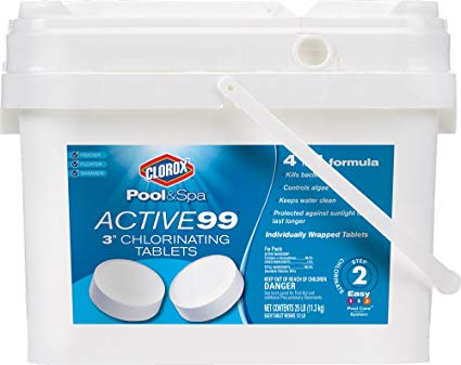 CLOROX Pool&Spa 22025CLXW Active 99 3-Inch Chlorinating Tablets, 25-Pound Chlorine