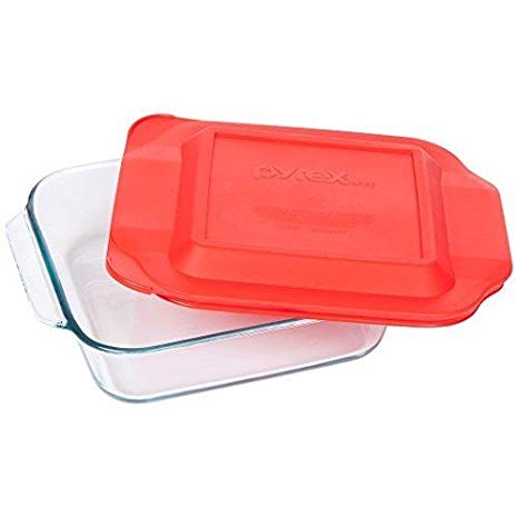 Pyrex 8 Inch Square Baking Dish with Red Lid